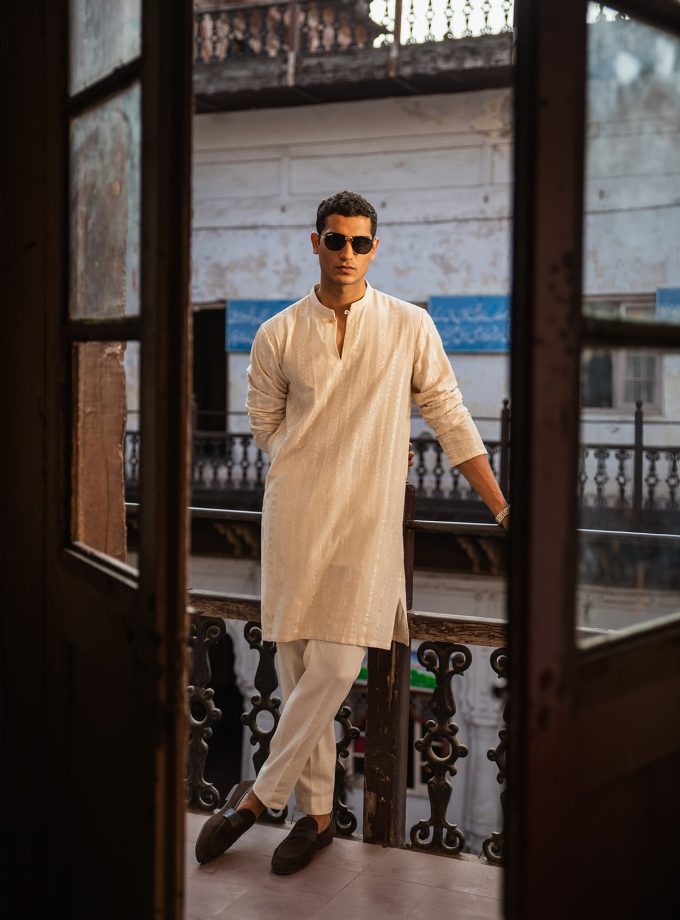 All Over Embroidered Karandi Fabric Kurta