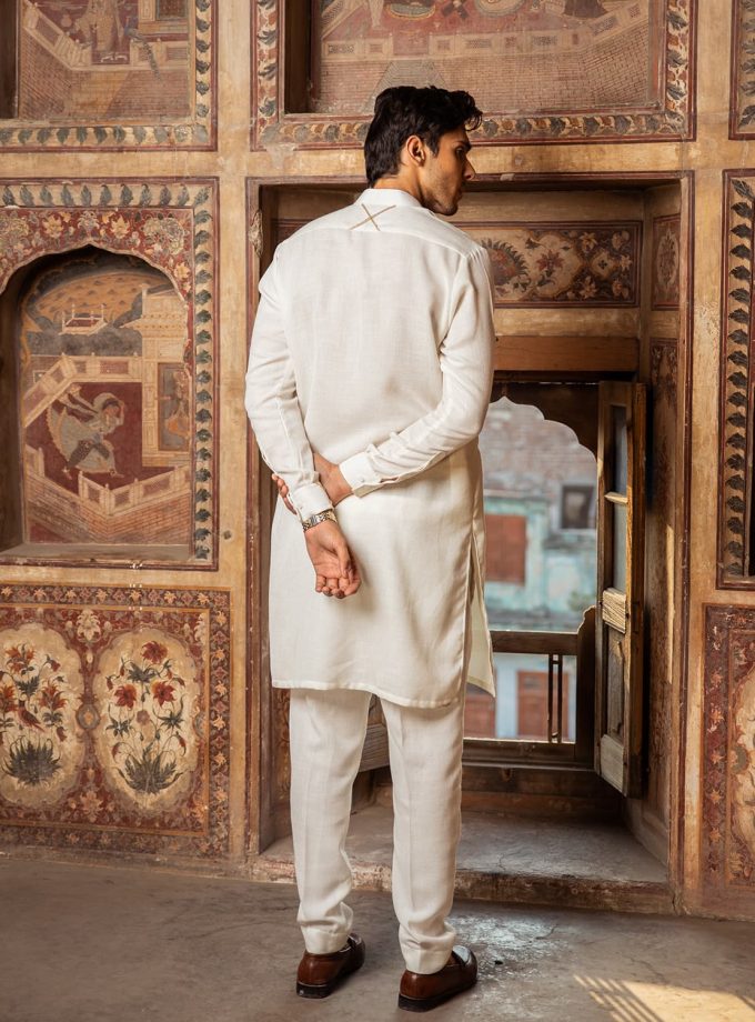 Poly-Cotton Blend Kamiz & Trouser with Jute Strings Detailing