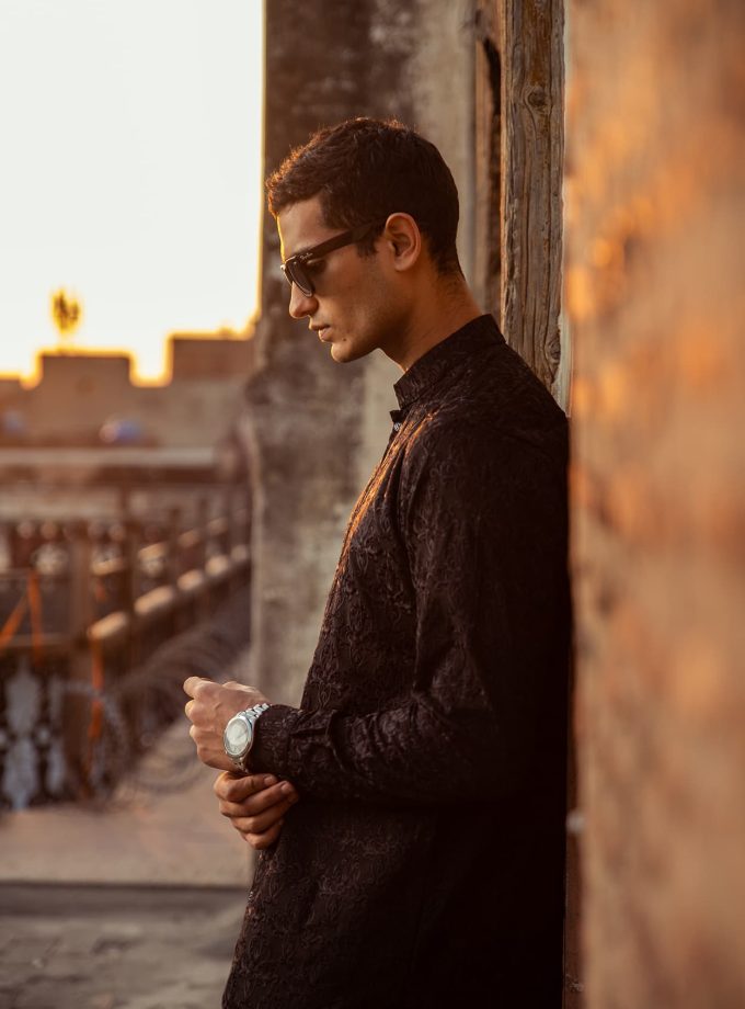 All Over Embroidered Open Front Kamiz