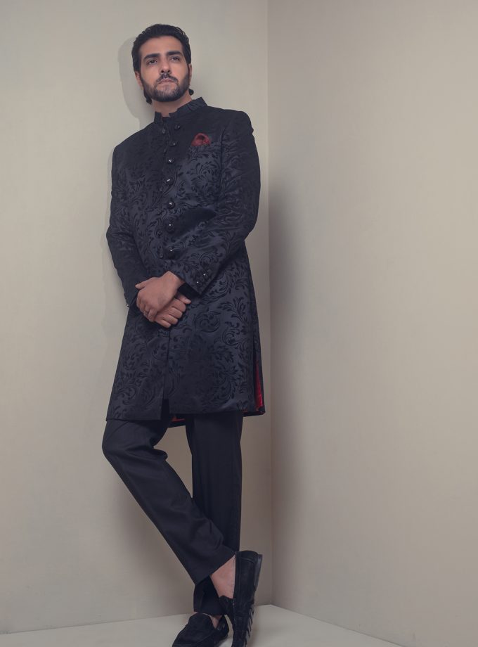 French Black Sherwani