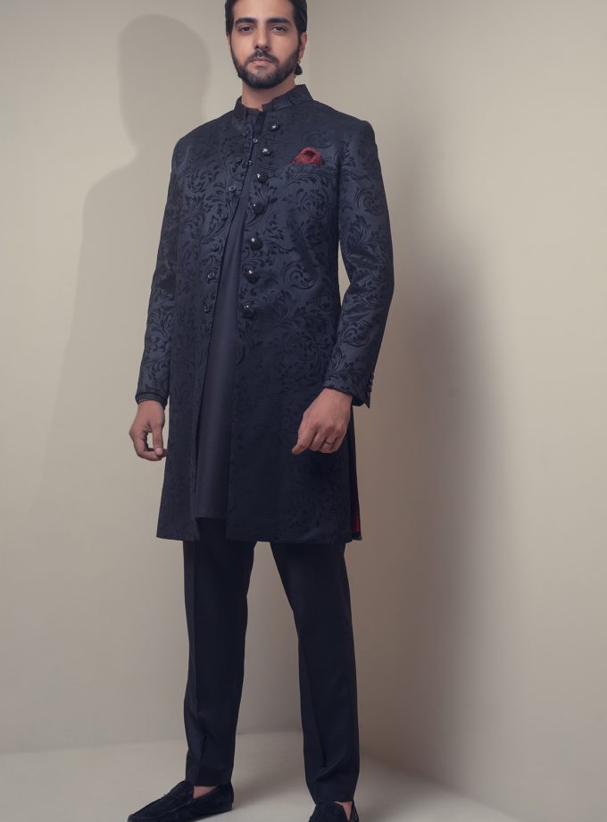 French Black Sherwani